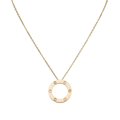 [AW]LOVE LARGE CIRCULAR PENDANT 3-DIAMOND NECKLACE