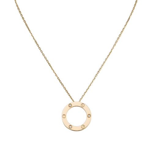 [AW]LOVE LARGE CIRCULAR PENDANT 3-DIAMOND NECKLACE