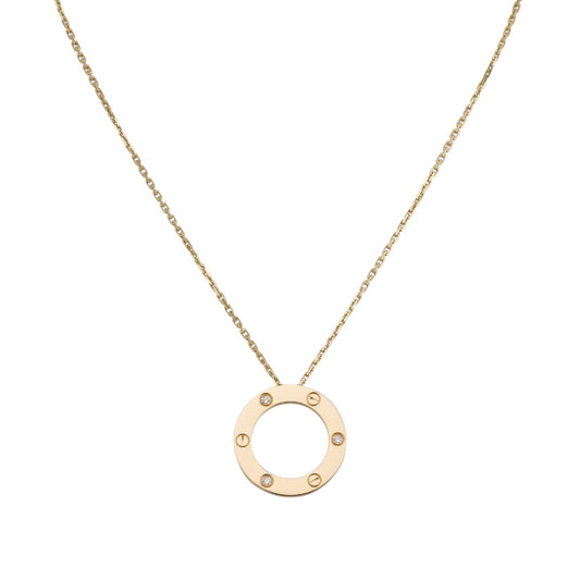 [AW]LOVE LARGE CIRCULAR PENDANT 3-DIAMOND NECKLACE