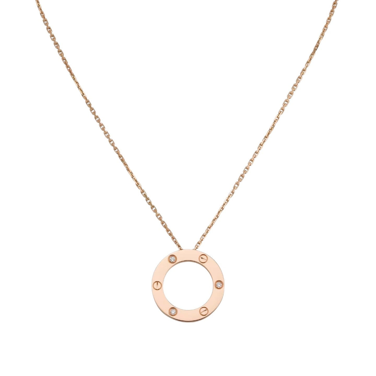 [AW]LOVE LARGE CIRCULAR PENDANT 3-DIAMOND NECKLACE