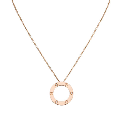 [AW]LOVE LARGE CIRCULAR PENDANT 3-DIAMOND NECKLACE