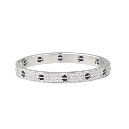 [AW]CLASSIC 6.1MM LOVE BANGLE - DIAMOND PAVÉ & BLACK CERAMIC
