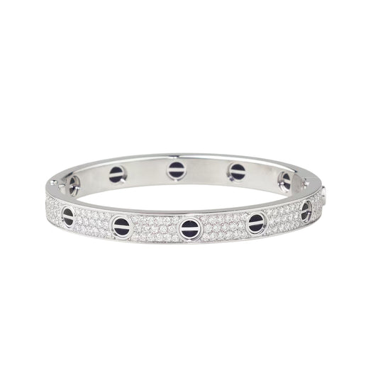 [AW]CLASSIC 6.1MM LOVE BANGLE - DIAMOND PAVÉ & BLACK CERAMIC