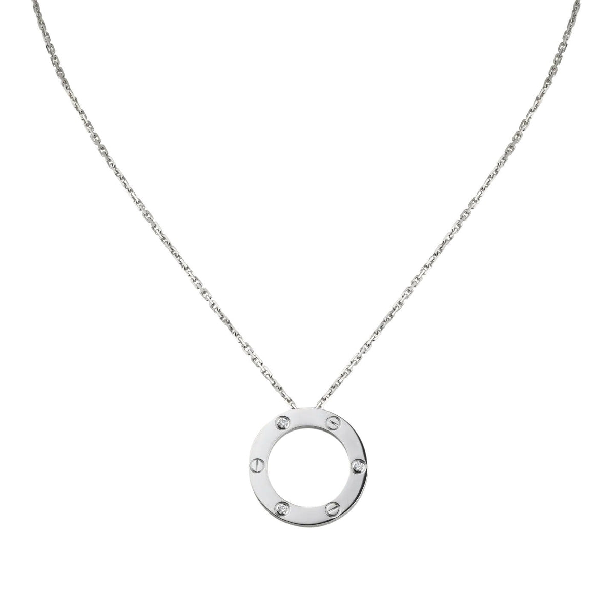 [AW]LOVE LARGE CIRCULAR PENDANT 3-DIAMOND NECKLACE