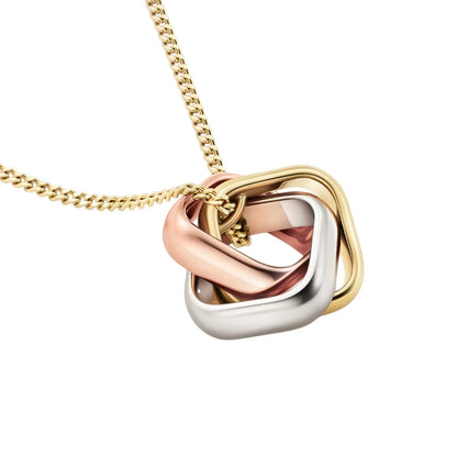 [AW]TRI-COLOR SQUARE RING NECKLACE