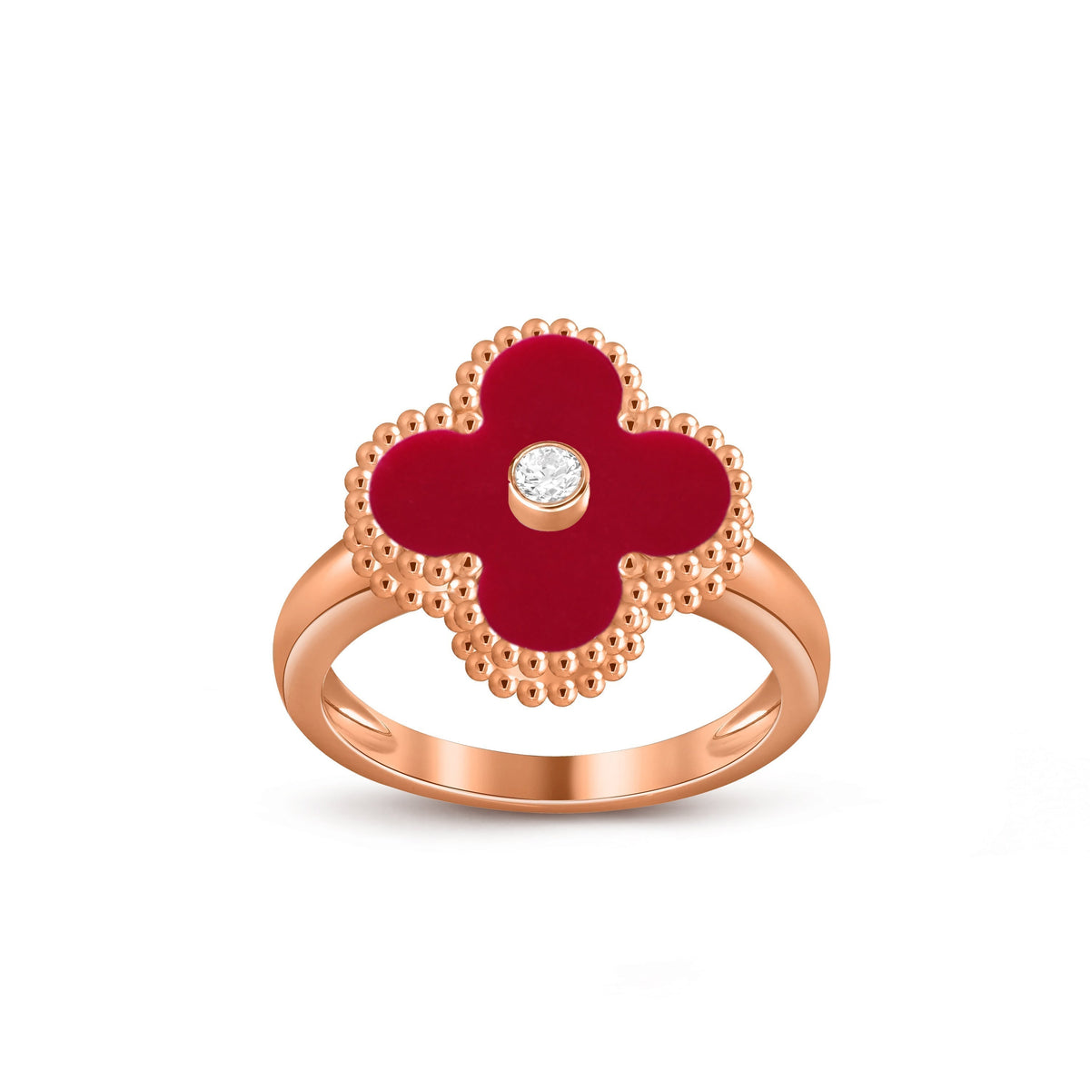 [AW]LUCKY CLOVER DIAMOND-ACCENT ROSE GOLD RING COLLECTION