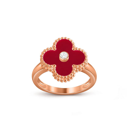 [AW]LUCKY CLOVER DIAMOND-ACCENT ROSE GOLD RING COLLECTION