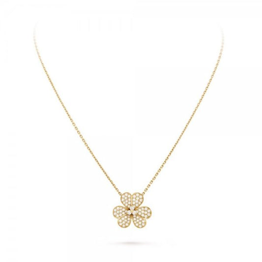 [AW]PAVÉ DIAMOND FLOWER CHARM NECKLACE