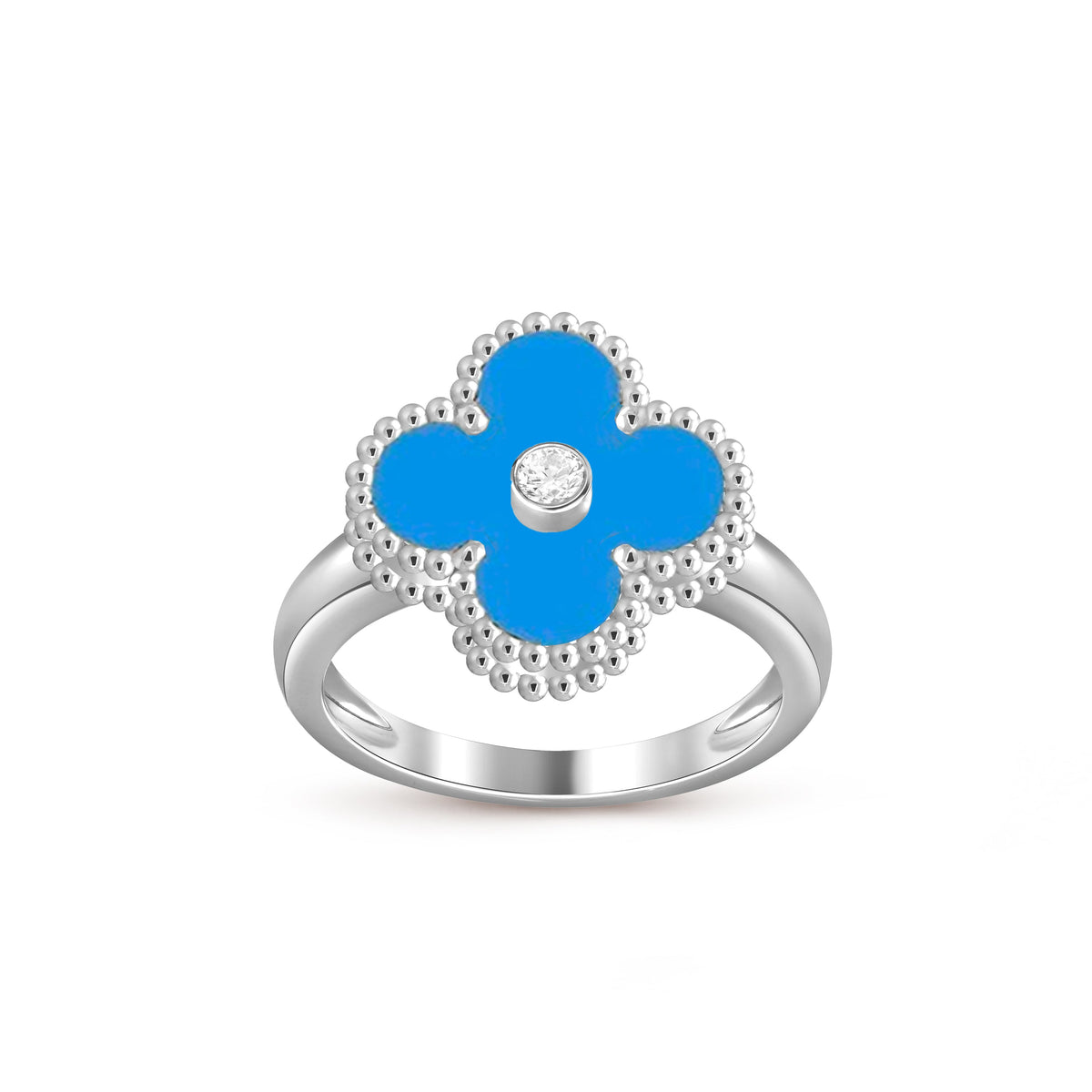 [AW]LUCKY CLOVER DIAMOND-ACCENT WHITE GOLD RING COLLECTION