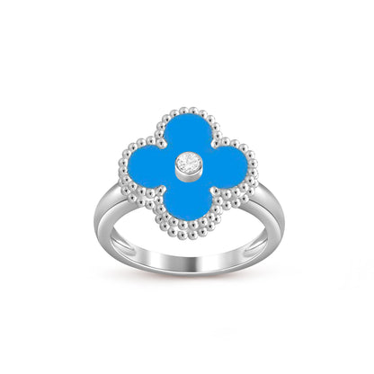 [AW]LUCKY CLOVER DIAMOND-ACCENT WHITE GOLD RING COLLECTION