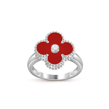 [AW]LUCKY CLOVER DIAMOND-ACCENT WHITE GOLD RING COLLECTION