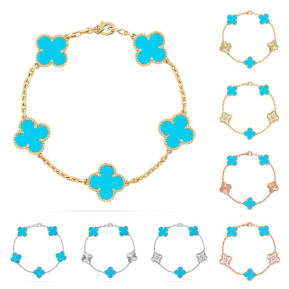 [AW]LUCKY CLOVER 5-MOTIF BRACELET - TURQUOISE COLLECTION