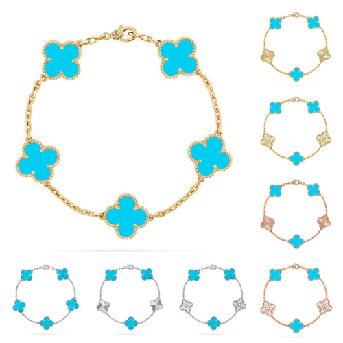 [AW]LUCKY CLOVER 5-MOTIF BRACELET - TURQUOISE COLLECTION