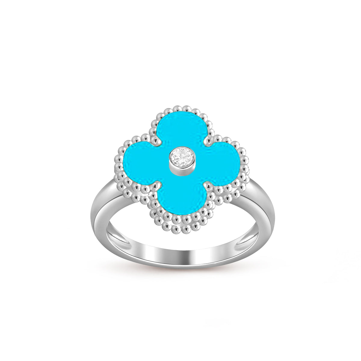 [AW]LUCKY CLOVER DIAMOND-ACCENT WHITE GOLD RING COLLECTION