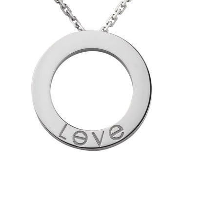 [AW]LOVE LARGE CIRCULAR PENDANT 3-DIAMOND NECKLACE