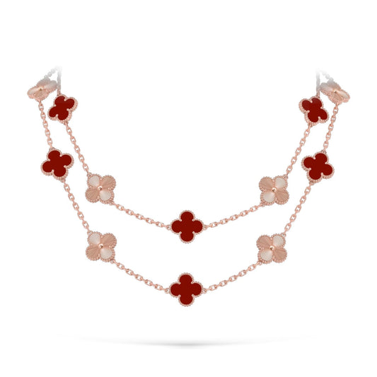 [AW]CLASSIC 20-MOTIF LUCKY CLOVER LONG NECKLACE ROSE GOLD COLLECTION