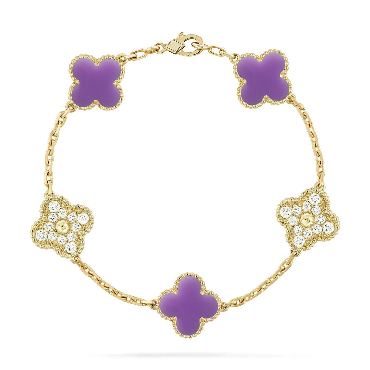 [AW]LUCKY CLOVER 5-MOTIF BRACELET - LAVENDER COLLECTION
