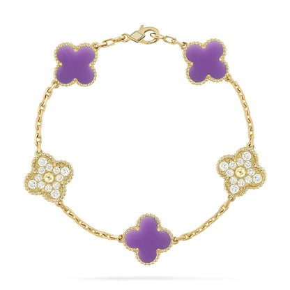 [AW]LUCKY CLOVER 5-MOTIF BRACELET - LAVENDER COLLECTION