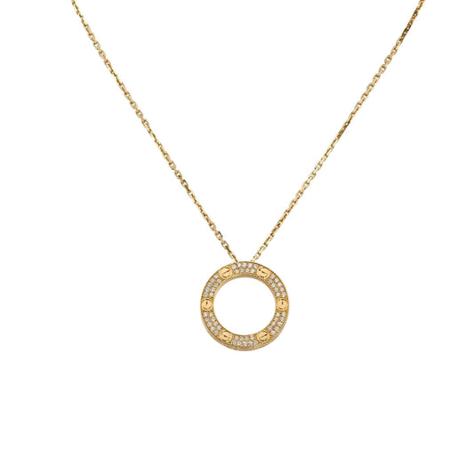 [AW]LOVE LARGE CIRCULAR PENDANT FULL-PAVÉ DIAMOND NECKLACE