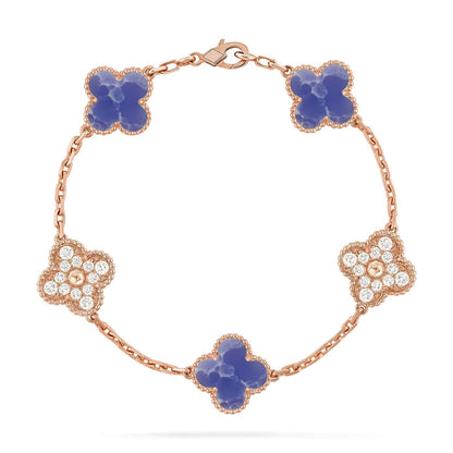 [AW]LUCKY CLOVER 5-MOTIF BRACELET - BLUE LARIMAR COLLECTION