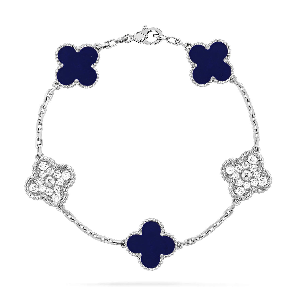 [AW]LUCKY CLOVER 5-MOTIF BRACELET - LAPIS LAZULI COLLECTION