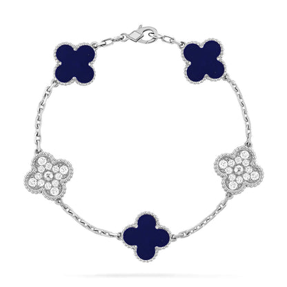 [AW]LUCKY CLOVER 5-MOTIF BRACELET - LAPIS LAZULI COLLECTION