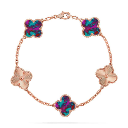[AW]LUCKY CLOVER 5-MOTIF BRACELET - MULTI-GEM COLLECTION
