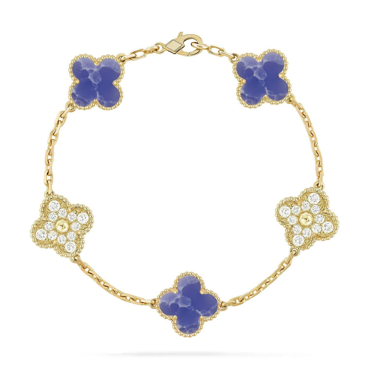 [AW]LUCKY CLOVER 5-MOTIF BRACELET - BLUE LARIMAR COLLECTION