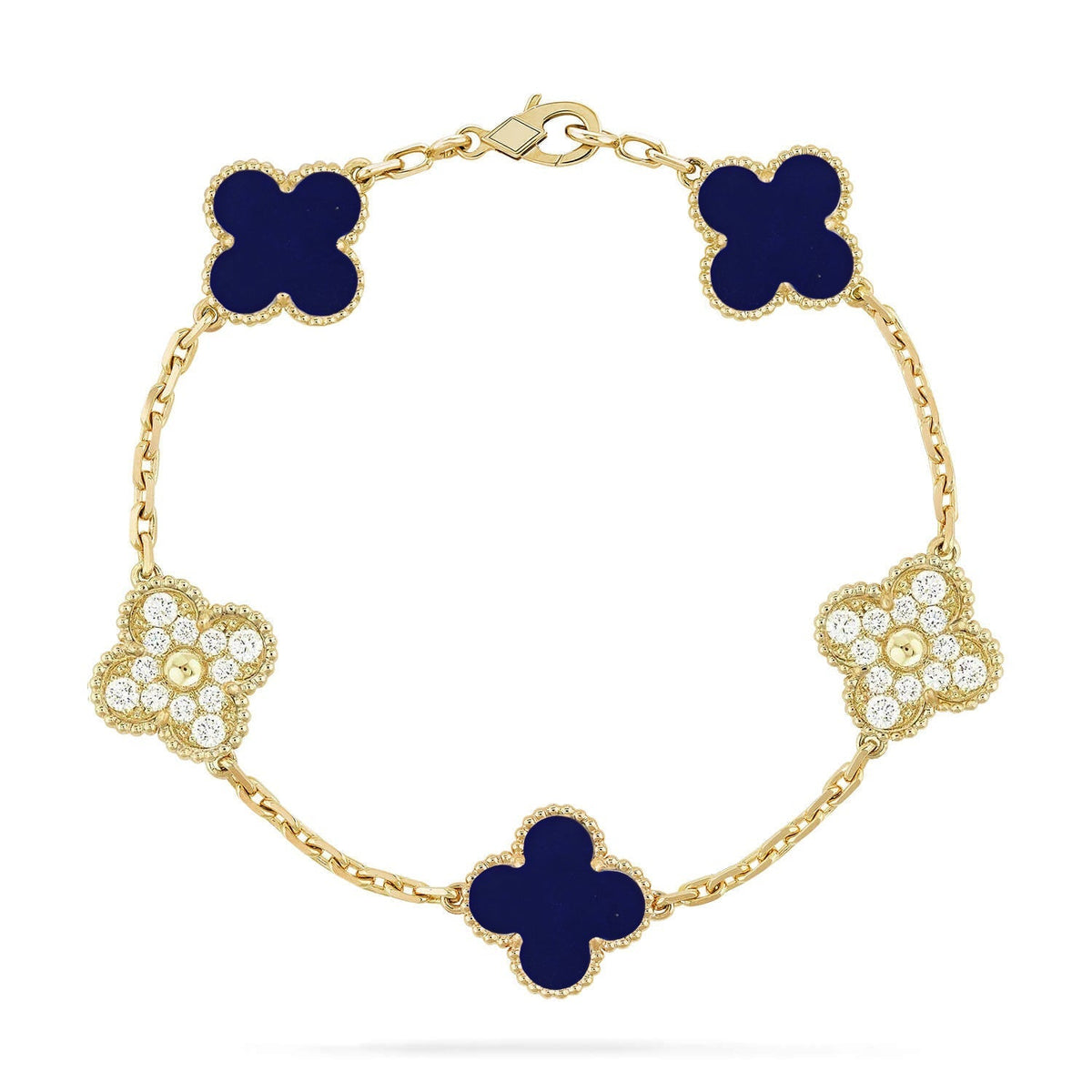 [AW]LUCKY CLOVER 5-MOTIF BRACELET - LAPIS LAZULI COLLECTION