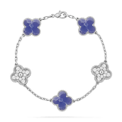 [AW]LUCKY CLOVER 5-MOTIF BRACELET - BLUE LARIMAR COLLECTION