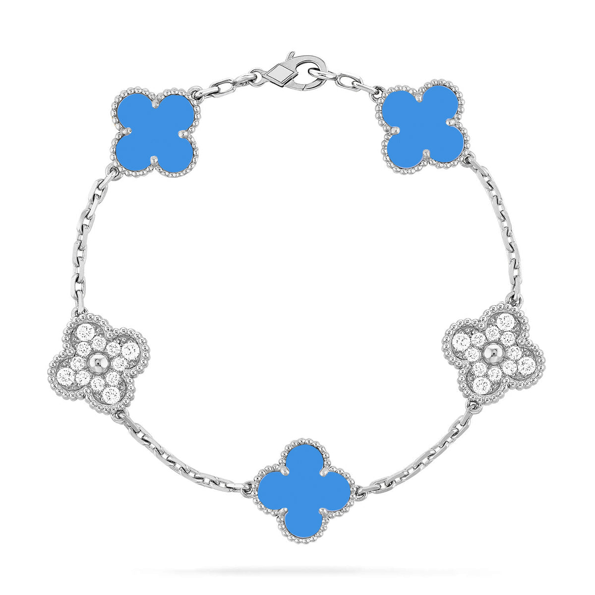 [AW]LUCKY CLOVER 5-MOTIF BRACELET - BLUE AGATE COLLECTION