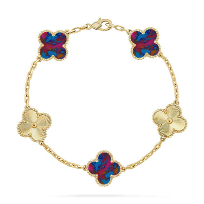 [AW]LUCKY CLOVER 5-MOTIF BRACELET - MULTI-GEM COLLECTION