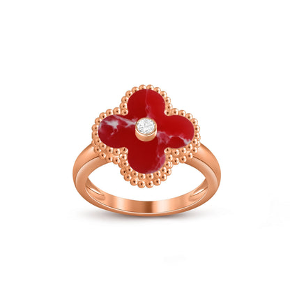 [AW]LUCKY CLOVER DIAMOND-ACCENT ROSE GOLD RING COLLECTION