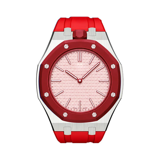 [AW]OAK POP ORANGE-RED STEEL SILICONE STRAP