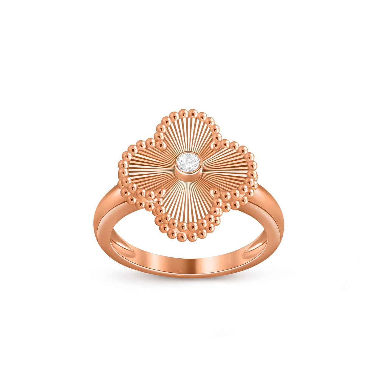 [AW]LUCKY CLOVER DIAMOND-ACCENT ROSE GOLD RING COLLECTION