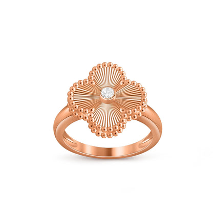 [AW]LUCKY CLOVER DIAMOND-ACCENT ROSE GOLD RING COLLECTION