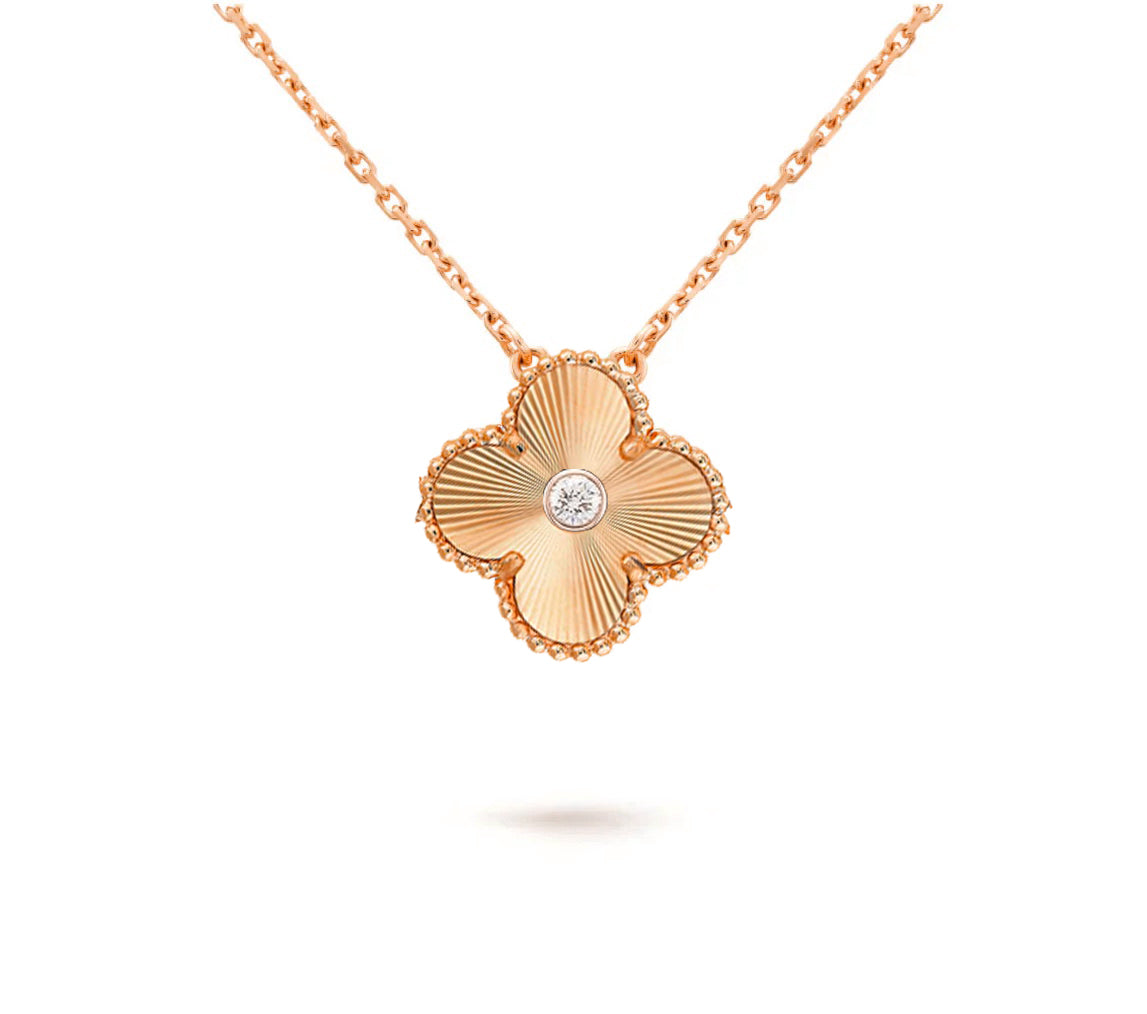 [AW]15MM CLOVER FLOWER DIAMOND PENDANT NECKLACE COLLECTION