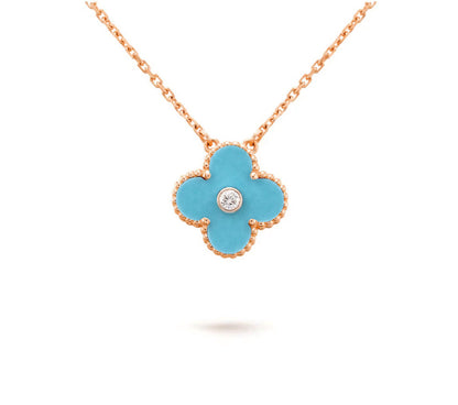 [AW]15MM CLOVER FLOWER DIAMOND PENDANT NECKLACE COLLECTION