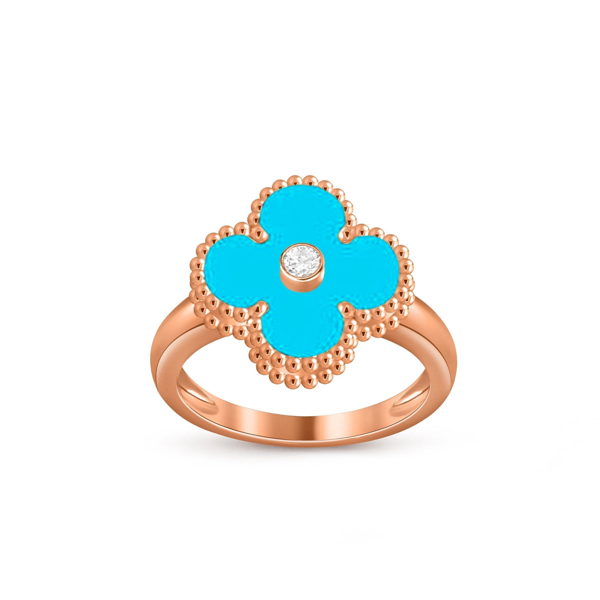 [AW]LUCKY CLOVER DIAMOND-ACCENT ROSE GOLD RING COLLECTION