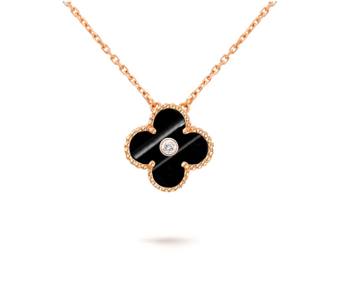 [AW]15MM CLOVER FLOWER DIAMOND PENDANT NECKLACE COLLECTION