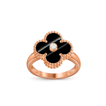 [AW]LUCKY CLOVER DIAMOND-ACCENT ROSE GOLD RING COLLECTION