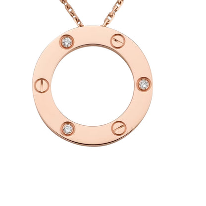 [AW]LOVE LARGE CIRCULAR PENDANT 3-DIAMOND NECKLACE