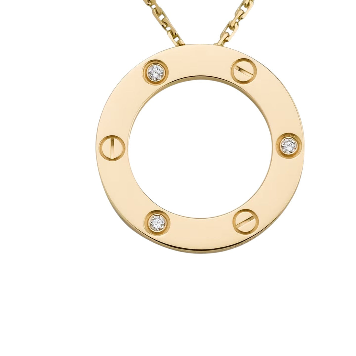 [AW]LOVE LARGE CIRCULAR PENDANT 3-DIAMOND NECKLACE