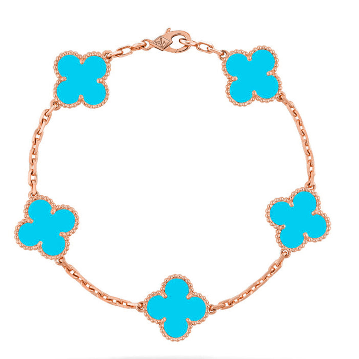[AW]LUCKY CLOVER 5-MOTIF BRACELET - TURQUOISE COLLECTION