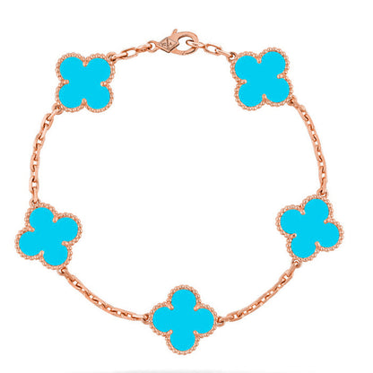 [AW]LUCKY CLOVER 5-MOTIF BRACELET - TURQUOISE COLLECTION