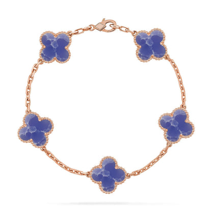 [AW]LUCKY CLOVER 5-MOTIF BRACELET - BLUE LARIMAR COLLECTION