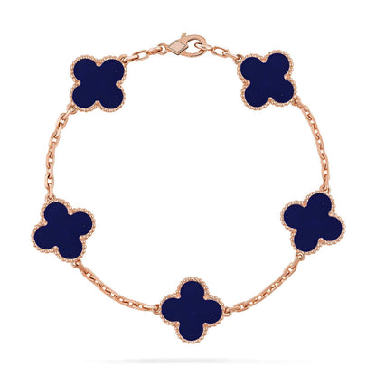 [AW]LUCKY CLOVER 5-MOTIF BRACELET - LAPIS LAZULI COLLECTION