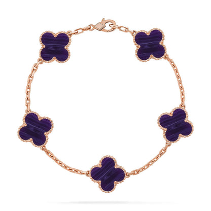 [AW]LUCKY CLOVER 5-MOTIF BRACELET - CHAROITE COLLECTION