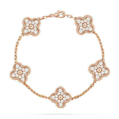 [AW]LUCKY CLOVER 5-MOTIF BRACELET - FULL-DIAMOND