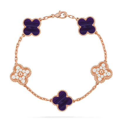 [AW]LUCKY CLOVER 5-MOTIF BRACELET - CHAROITE COLLECTION